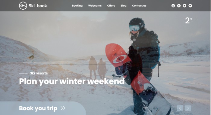 现代滑雪旅游网站模板